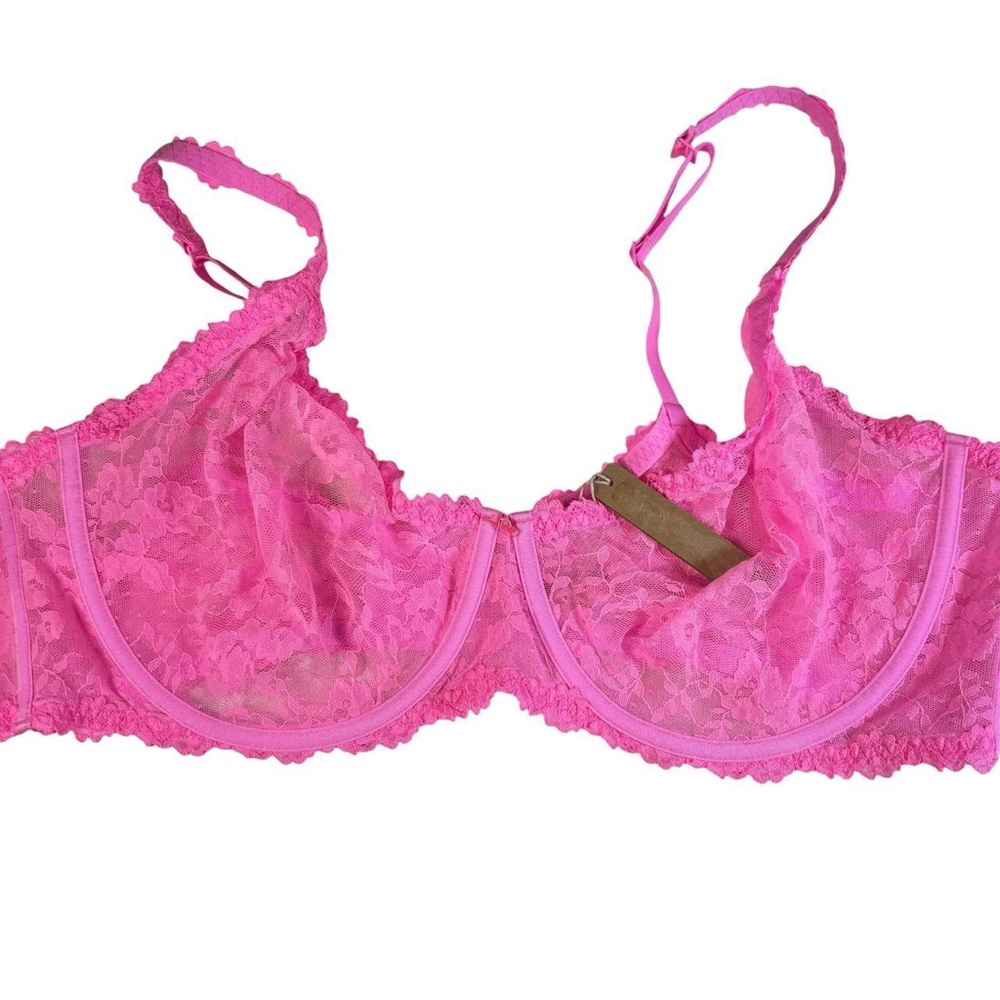 NWT SKIMS Stretch Lace Intimates Underwire Scoop Bra in PINK Size 46DD